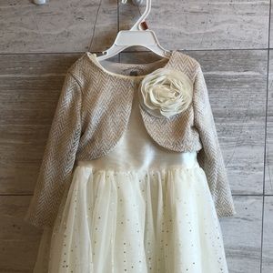 Girls gold and cream dress with jacket